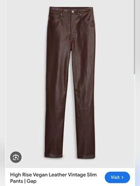 GAP High-Rise Vegan Leather Slim Jeans - Dark Brown
